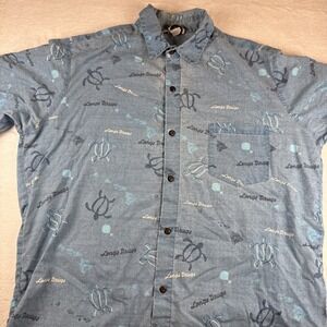 Vntg Malihini Longs Drugs Uniform  Hawaiian Shirt XL Made In Hawaii Blue **